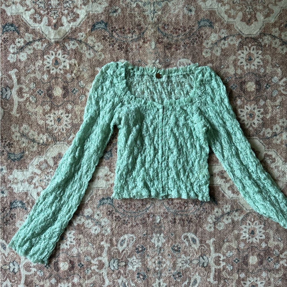 Free People Madison Blouse Lace Top - Sheer/Hook front Closures